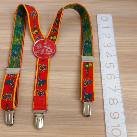 Suspender‎ Kids Boy Red Clip On Adjustable Strap Stretch Fun Party Colorful - Picture 9 of 12